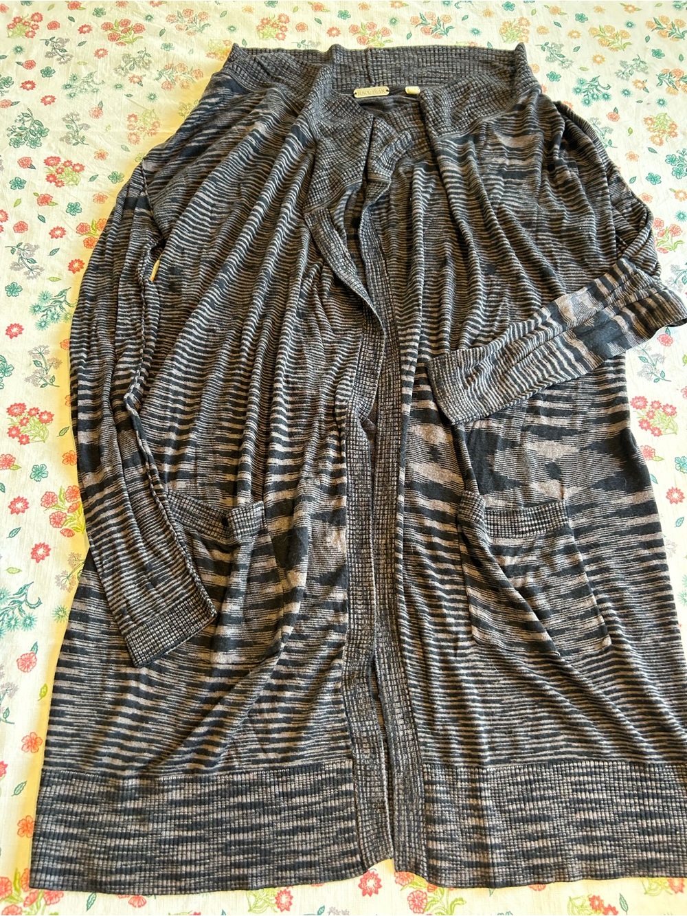 Black Swan Black and Gray Striped Open Cardigan